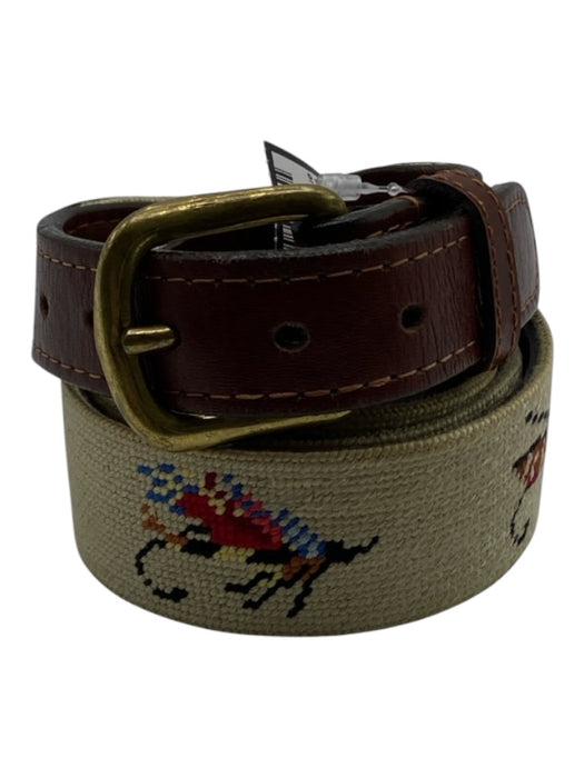 Smathers & Branson Beige Canvas Fish Hooks Men's Belt Beige