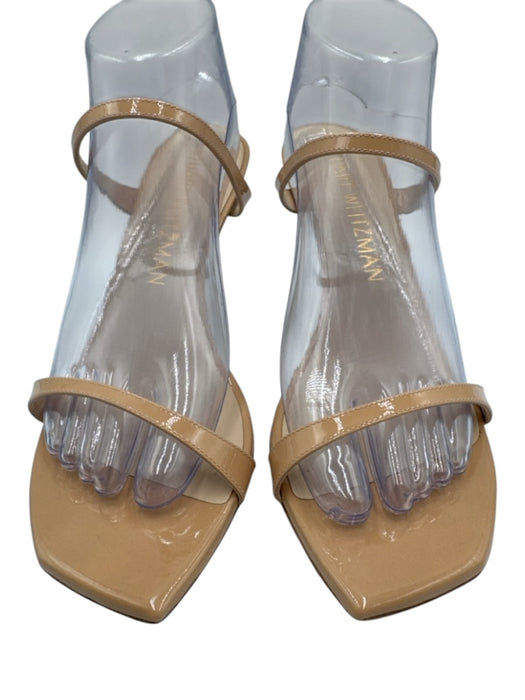 Stuart Weitzman Shoe Size 10 Beige Patent Leather Square Toe Stilletto Sandals Beige / 10