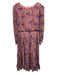 Saloni Size 12 Pink & Multi Silk Sheer Sleeves Long Sleeve All Over Print Dress Pink & Multi / 12
