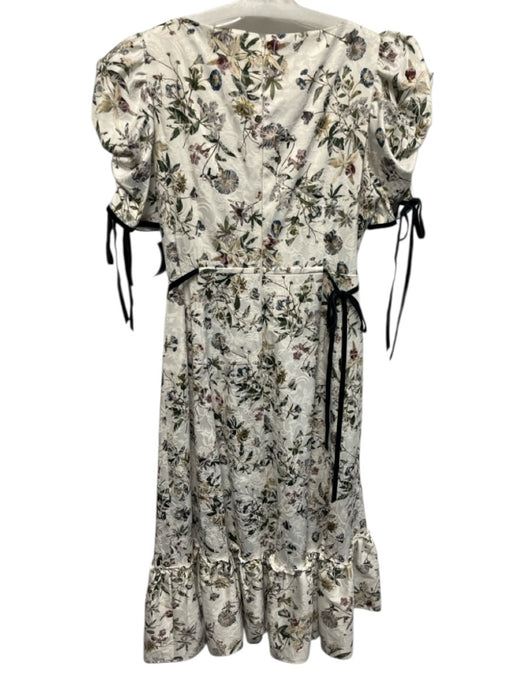 Antonio Melani Size 12 White & Multi Cotton & Polyester Short Puff Sleeve Dress White & Multi / 12