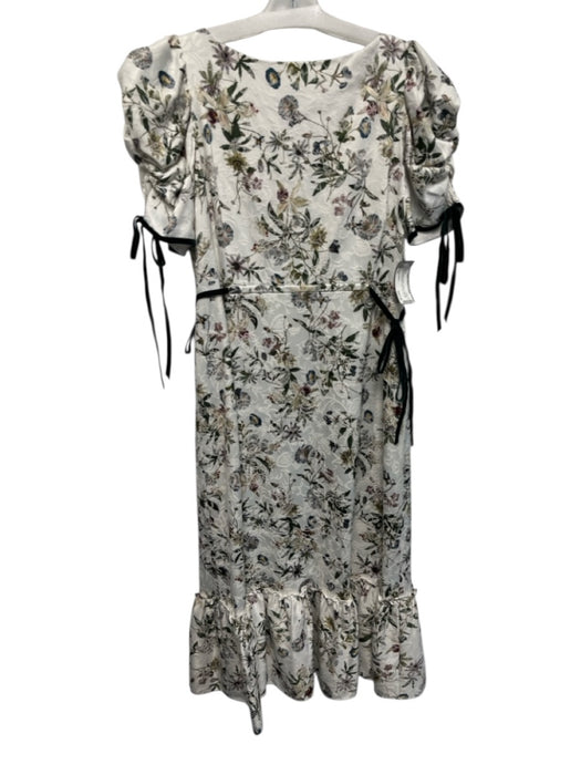 Antonio Melani Size 12 White & Multi Cotton & Polyester Short Puff Sleeve Dress White & Multi / 12