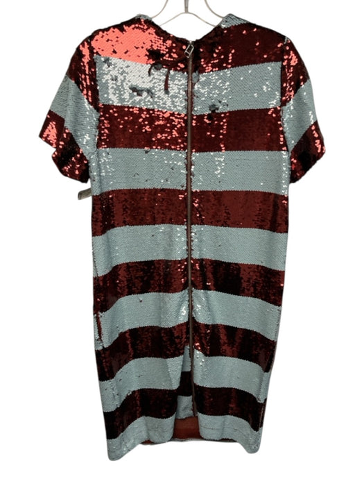 Maeve Size XS Red & Blue Polyester Blend Sequin Short Sleeve Below Knee Dress Red & Blue / XS