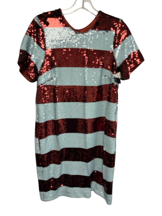 Maeve Size XS Red & Blue Polyester Blend Sequin Short Sleeve Below Knee Dress Red & Blue / XS