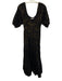 Roller Rabbit Size L Black & Gold Cotton Short Puff Sleeve Midi Pleats Dress Black & Gold / L