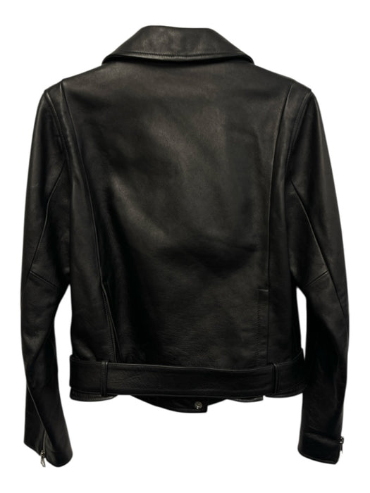 Madewell Size L Black Leather Long Sleeve Zip Up Collar Belt Inc Jacket Black / L