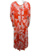 Free People Size M Orange & White Rayon Abstract Floral Long Sleeve Maxi Dress Orange & White / M