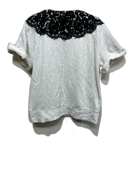 Sea New York Size L Light Gray & Black Cotton Lace Collar Sweatshirt Boxy Top Light Gray & Black / L