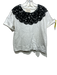 Sea New York Size L Light Gray & Black Cotton Lace Collar Sweatshirt Boxy Top Light Gray & Black / L