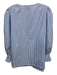 Tuckernuck Size L White & Blue Polyester Striped Long Sleeve V Neck Top White & Blue / L