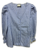 Tuckernuck Size L White & Blue Polyester Striped Long Sleeve V Neck Top White & Blue / L
