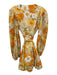 Mille Resort & Travel Size L Beige, Yellow & Orange Cotton Floral Wrap Dress Beige, Yellow & Orange / L
