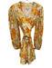 Mille Resort & Travel Size L Beige, Yellow & Orange Cotton Floral Wrap Dress Beige, Yellow & Orange / L