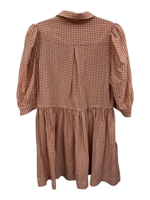 Hunter Bell Size L Pink & White Viscose Blend Gingham 1/2 Puff Sleeve Dress Pink & White / L