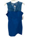 Emilio Pucci Size 10 Blue Wool Blend Sleeveless Floral Lace Back Zip Dress Blue / 10