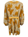 Banana Republic Size 10 Beige & Yellow Linen Flora & Fauna V Neck Dress Beige & Yellow / 10