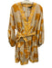 Banana Republic Size 10 Beige & Yellow Linen Flora & Fauna V Neck Dress Beige & Yellow / 10