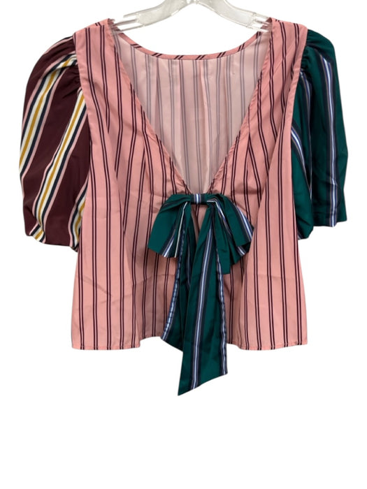 Maeve Size 12/M Pink & Multi Polyester Striped Gathered Bow back Skirt Set Pink & Multi / 12/M