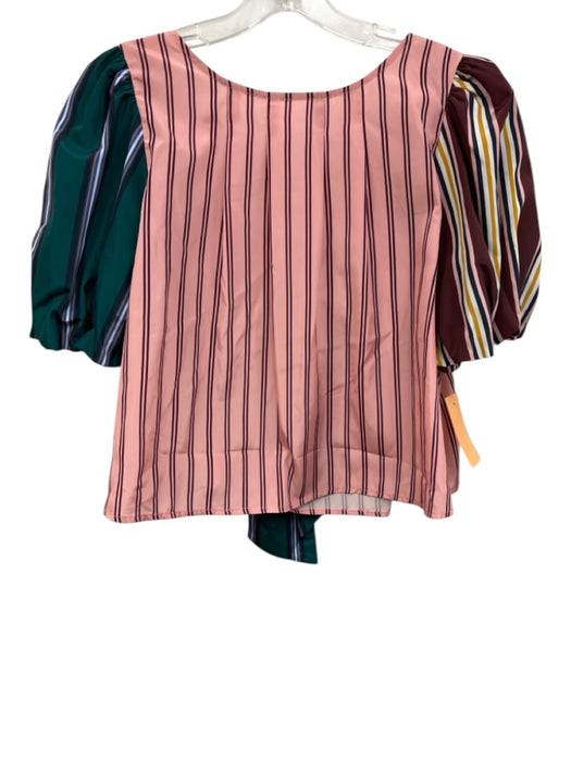 Maeve Size 12/M Pink & Multi Polyester Striped Gathered Bow back Skirt Set Pink & Multi / 12/M