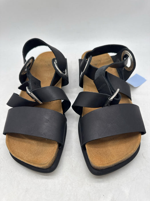 John Fluevog Shoe Size 8 Black Leather Solid Sandal Men's Shoes