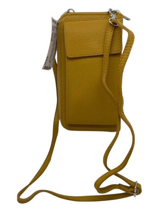 Vera Pelle Mustard Yellow Pebble Leather Outer Pocket Zip Close Wallet Bag Mustard Yellow / Small