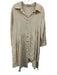 Size Est L Cream Beige Linen Collared V Neck 3/4 Sleeve Asymmetric Dress Cream Beige / Est L
