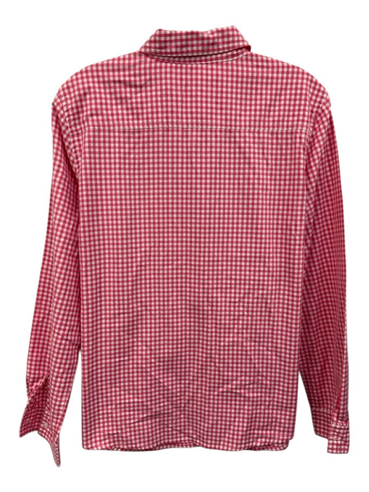 J. McLaughlin Size 12 White & Pink Cotton Gingham Long Sleeve Button Up Top White & Pink / 12