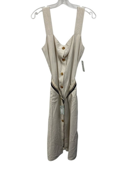 DL1961 Size M Cream White & Black Linen Blend Sleeveless Button Front Dress Cream White & Black / M