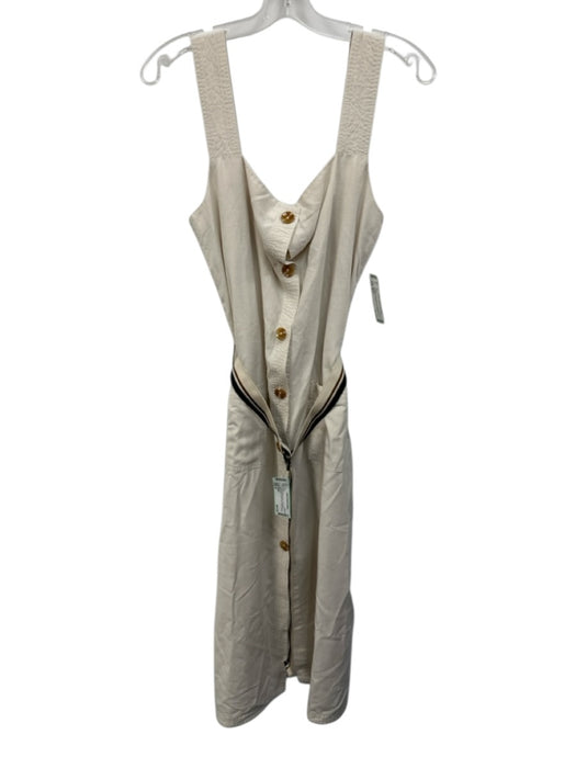 DL1961 Size M Cream White & Black Linen Blend Sleeveless Button Front Dress Cream White & Black / M