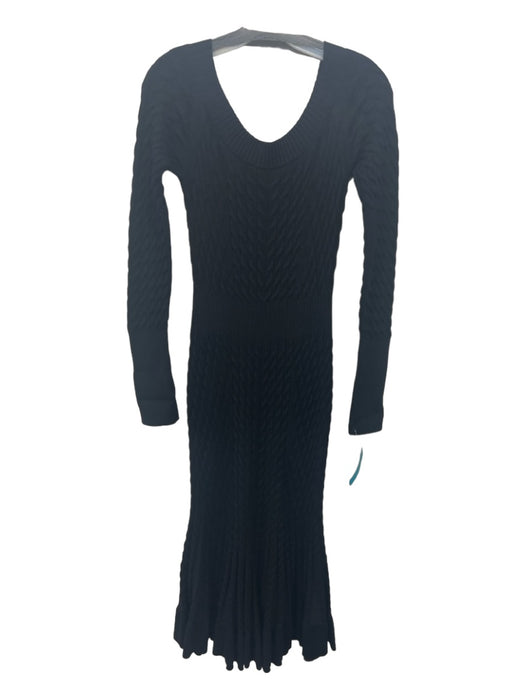 Alexander McQueen Size L Black Wool Cable Knit Long Sleeve Round Neck Dress Black / L