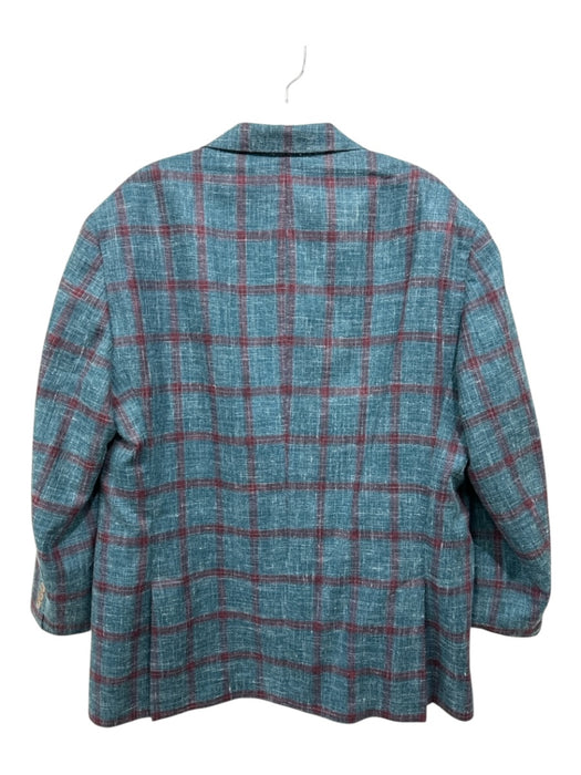 Tailor Red Green & Red Wool Blend Windowpane 2 Button Men's Blazer 44