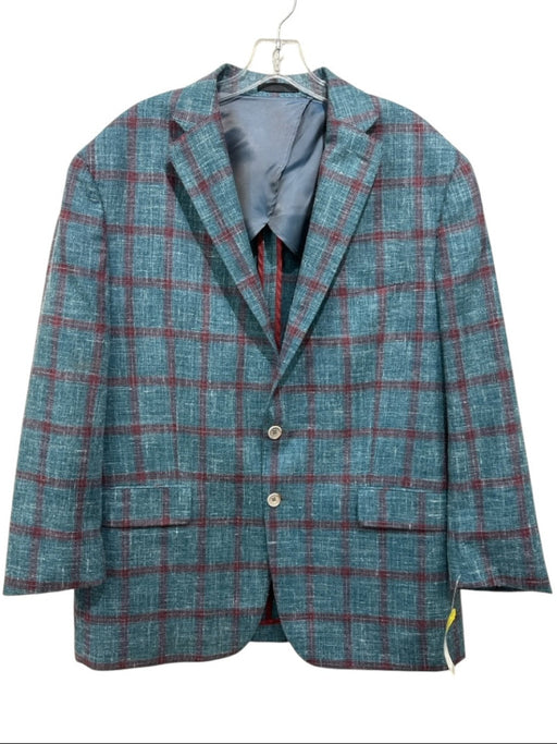 Tailor Red Green & Red Wool Blend Windowpane 2 Button Men's Blazer 44