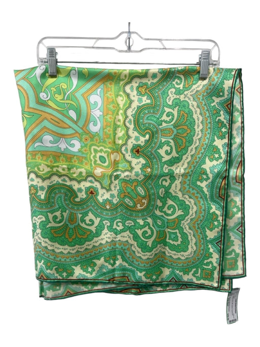 Massimo Ravinale Firenze Green Print Silk Sqaure scarf Green Print / One Size