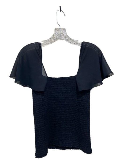 Theory Size S Navy Blue Polyester Smocked Bodice Cap Sleeve Top Navy Blue / S