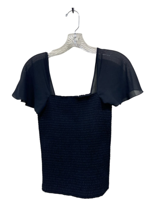 Theory Size S Navy Blue Polyester Smocked Bodice Cap Sleeve Top Navy Blue / S