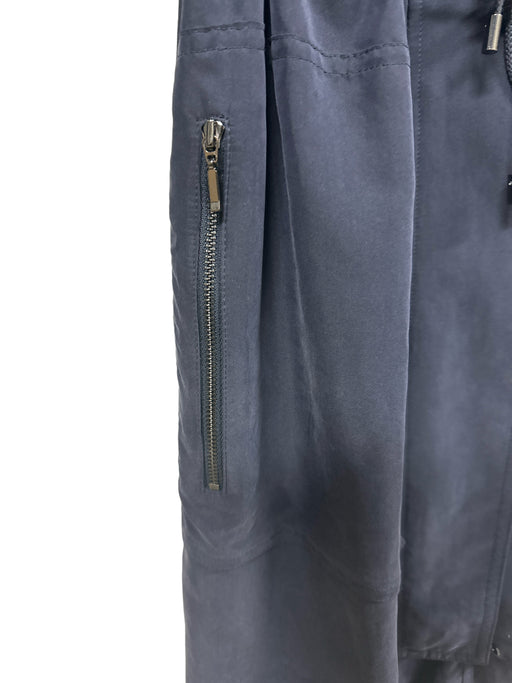 Elie Tahari Size XS Navy Modal Blend Drawstring Waist Hidden Hood Jacket Navy / XS