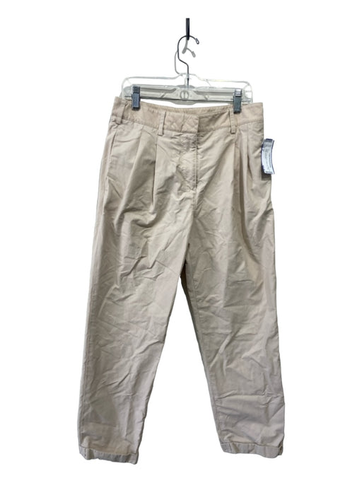 TWP Size 0 Beige Cotton Blend Cuffed Hem Pleat Detail Pants Beige / 0