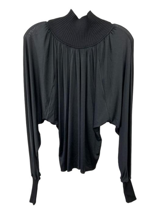 A.L.C. Size S Black Acetate Long Sleeve Ribbed Flowy Top Black / S