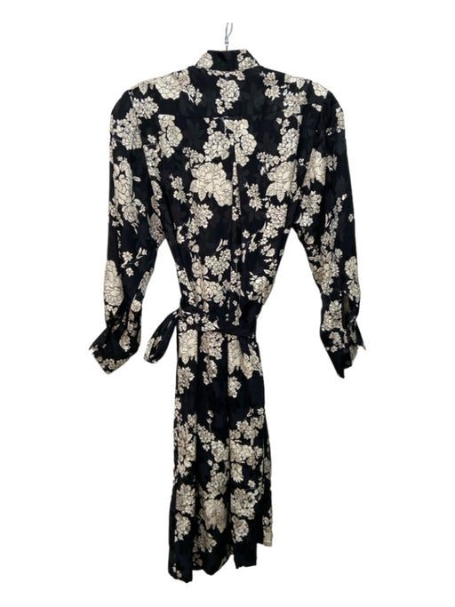 Rebecca Taylor Size XS Black & White Silk & Viscose floral print Button Up Dress Black & White / XS