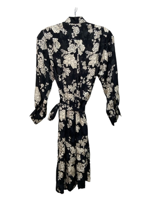 Rebecca Taylor Size XS Black & White Silk & Viscose floral print Button Up Dress Black & White / XS