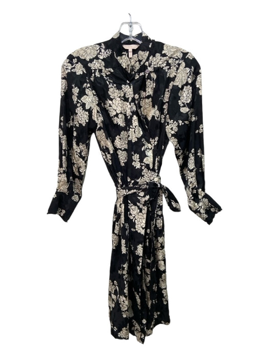 Rebecca Taylor Size XS Black & White Silk & Viscose floral print Button Up Dress Black & White / XS