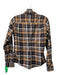 Frank & Eileen Size XS Tan & Navy Cotton Plaid Long Sleeve Button Up Top Tan & Navy / XS