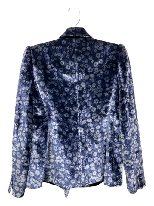 Rebecca Taylor Size 2 Navy Blue Rayon & Silk Velvet Botanical Print Jacket Navy Blue / 2