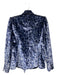 Rebecca Taylor Size 2 Navy Blue Rayon & Silk Velvet Botanical Print Jacket Navy Blue / 2