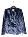 Rebecca Taylor Size 2 Navy Blue Rayon & Silk Velvet Botanical Print Jacket Navy Blue / 2