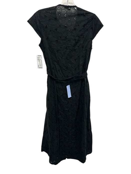 Megan Huntz Size XS Black Cotton Eyelet Floral Button Down Midi Dress Black / XS