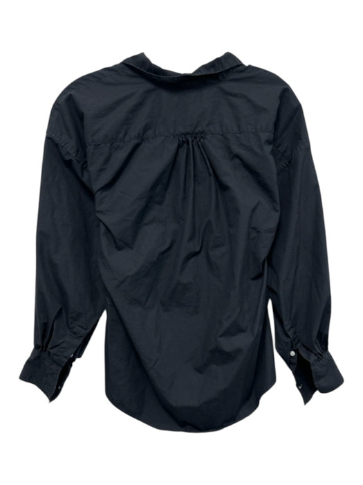 Ann Mashburn Size XS Black Cotton Half Button Down Mock Neck Long Sleeve Top Black / XS