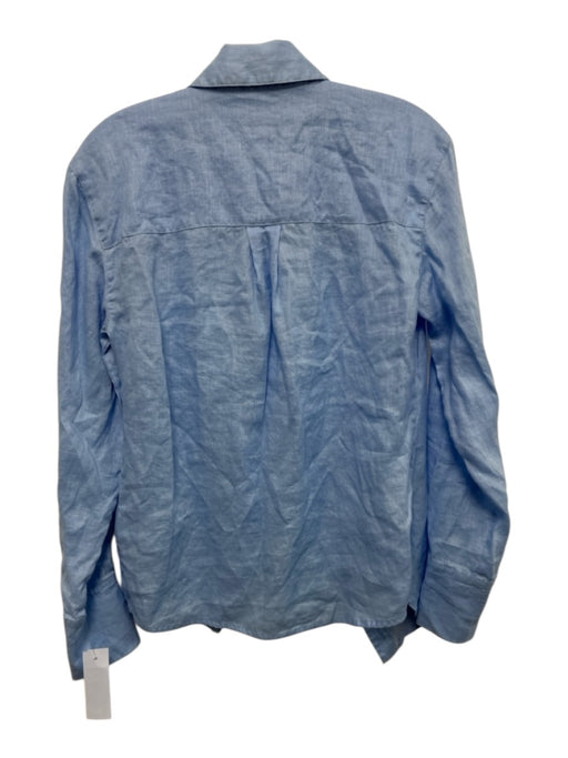 Veronica Beard Size 0 Blue Linen V Hem Long Sleeve Button Down Top Blue / 0