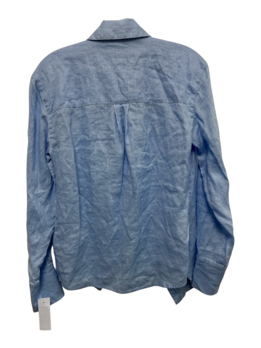Veronica Beard Size 0 Blue Linen V Hem Long Sleeve Button Down Top Blue / 0