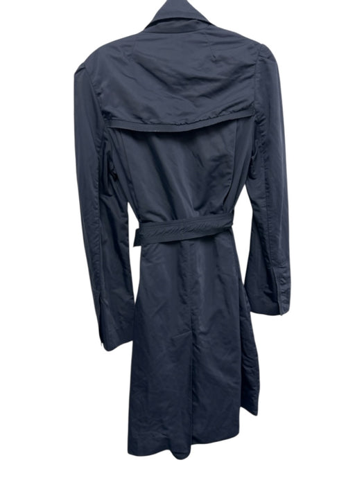 L'agence Size 4 Navy Blue & Black Nylon Blend Sash Side Pockets Trench Coat Navy Blue & Black / 4