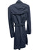 L'agence Size 4 Navy Blue & Black Nylon Blend Sash Side Pockets Trench Coat Navy Blue & Black / 4